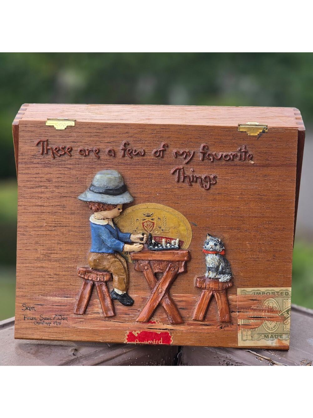 Vtg 1978 Custom Jose Melendi Churchill Wooden Cigar Keepsake Box
